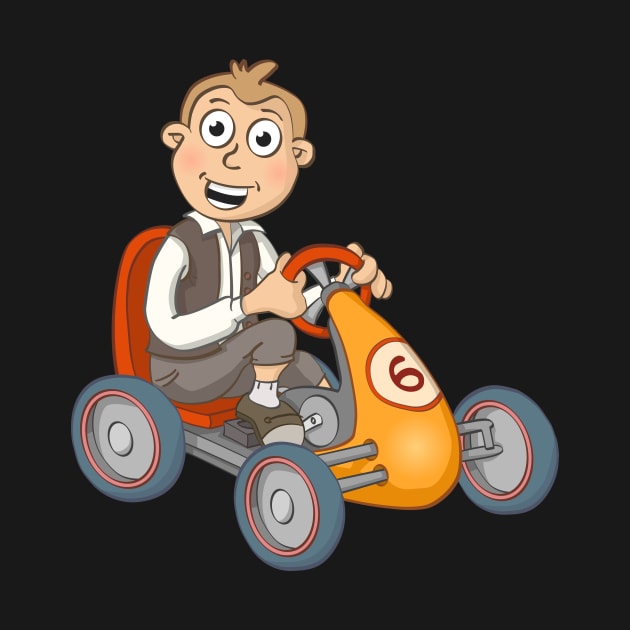 Happy boy on a pedal car illustration by Stefs-Red-Shop