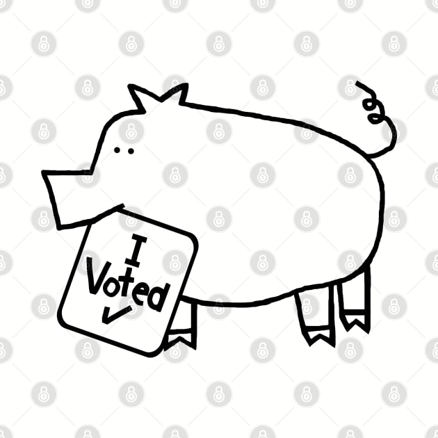 Cute Pig says she Voted Line Drawing by ellenhenryart