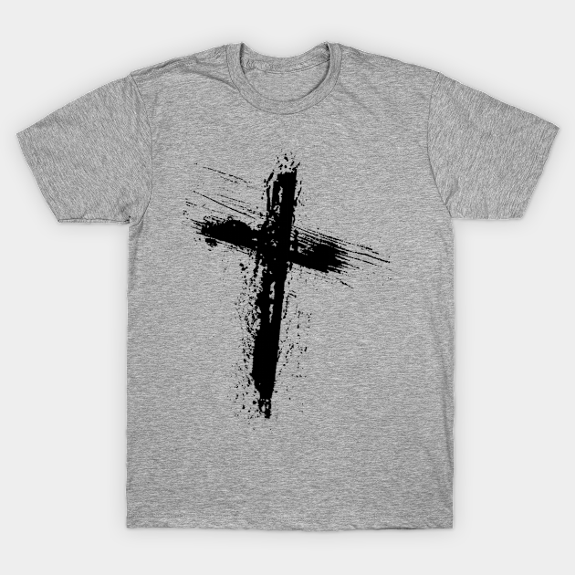 Christian cross, brushed tattoo style splatter, - Christian - T-Shirt ...