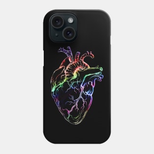 Heart Human Anatomy raimbow black Phone Case