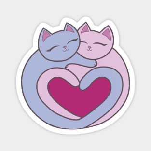 Pink Heart Love Cats Kawaii Magnet