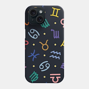 Pattern Set Zodiac Sign Horoscope Astrology Symbol Navy Blue Phone Case