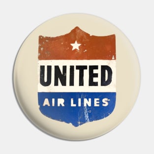 United Air Lines - Distressed, Vintage LuggageSticker Pin