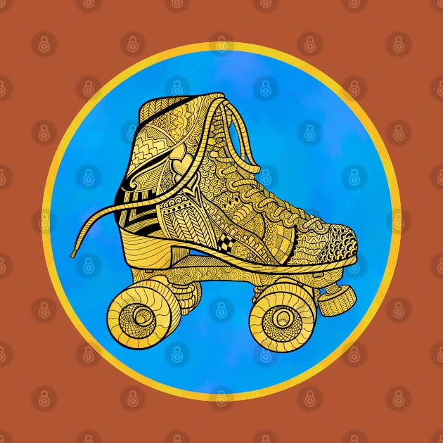 Yellow Skate Zentangle by RiaoraCreations