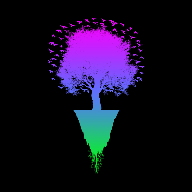 Colorful Tree Silhouette by Drop23