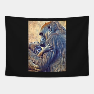 Western Lowland Gorilla and baby Tapestry