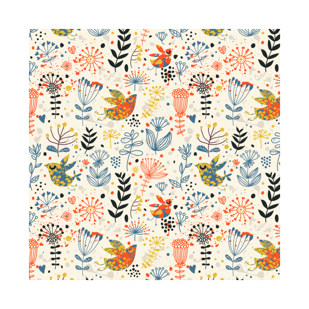 Bird & Flower Pattern by AnnieWijaya