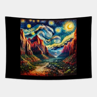 Zion National Park Starry Night - Beautiful Iconic Places Tapestry