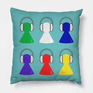 Game Pieces Wearing Headphones Pillow