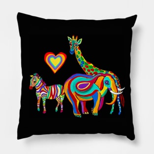 Rainbow Savanna (black) Pillow