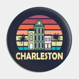 Charleston South Carolina Vintage Houses Palmetto Retro Pin