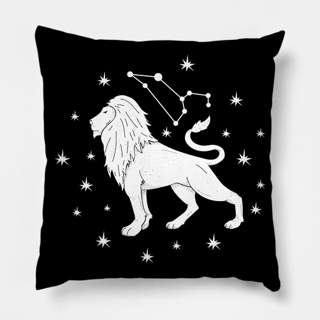 Leo lion astrology zodiac sign Pillow by keeplooping