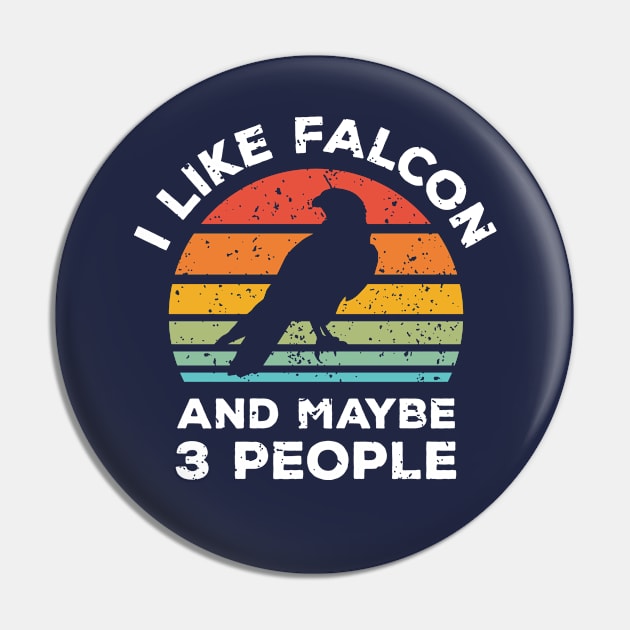 I Like Falcon and Maybe 3 People, Retro Vintage Sunset with Style Old Grainy Grunge Texture Pin by Ardhsells