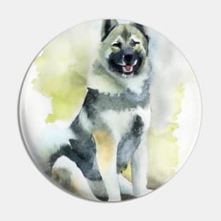 Norwegian Elkhound Watercolor - Dog Lover Gifts Pin