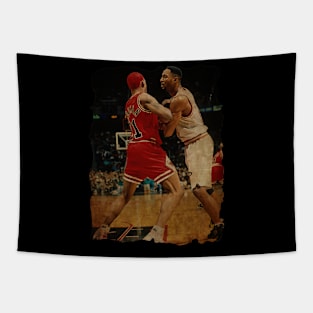 Dennis Rodman vs Alonzo Mourning Vintage Tapestry