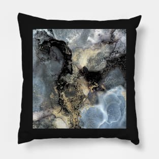 Stormy Sky, grey gold black abstract art, Dark and Moody Clouds Pillow