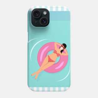 Girl floating on rubber ring Phone Case