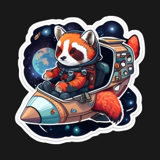 Red Panda Astronaut Lost in Space Sticker T-Shirt