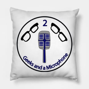 2 Geeks logo blue text with Black outline Pillow