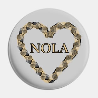 NOLA Heart Wreath - Black & Gold Pin