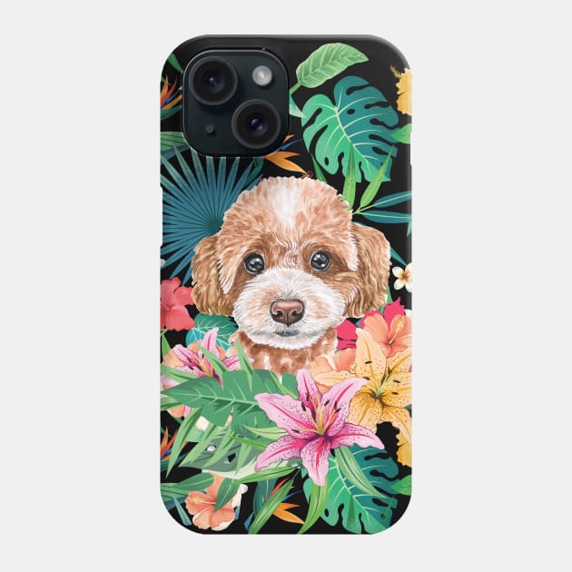 Tropical Red White Toy Poodle Phone Case by LulululuPainting