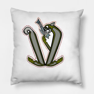 Celtic Cat Letter V Pillow