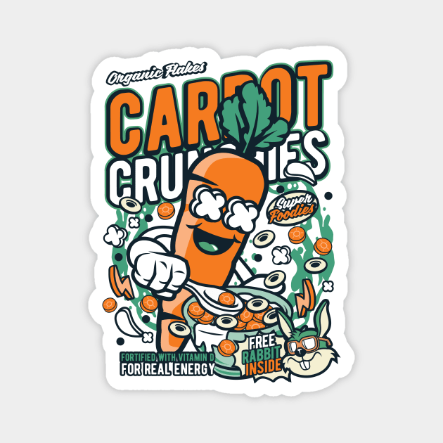 Retro Cartoon Cereal Box // Carrot Crunchies // Funny Vintage Breakfast Cereal Magnet by SLAG_Creative