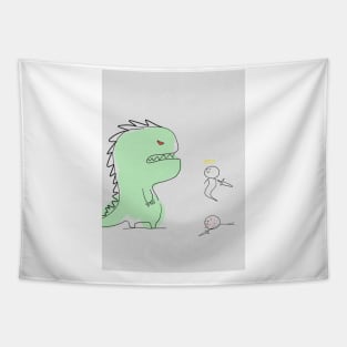 cute dino and warrior Tapestry