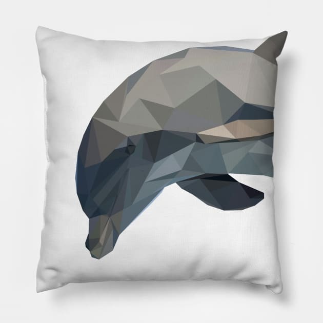 dolphin lowpoly art Pillow by Amartwork