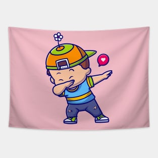 Cute Boy Dabbing Cartoon Tapestry