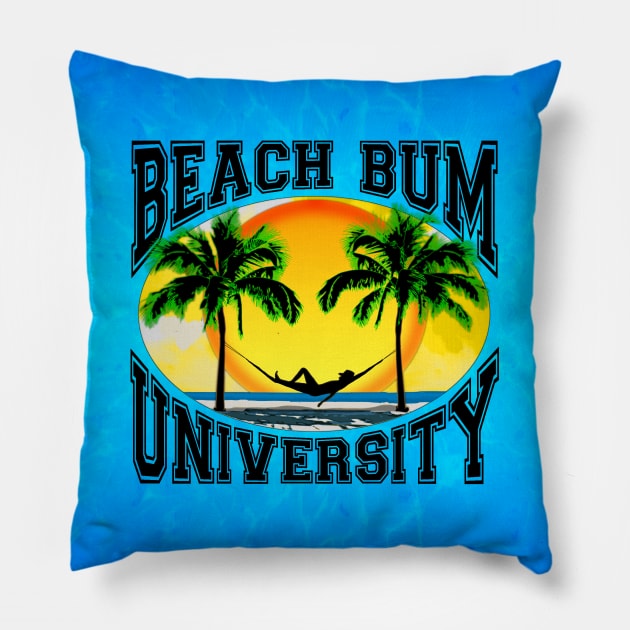 Beach Bum University Pillow by Packrat