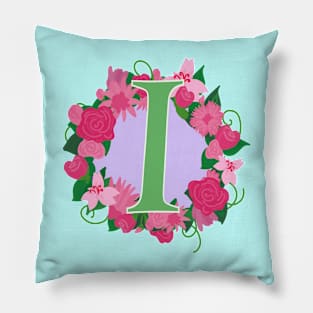 Monogram I, Personalized Floral InitiaI Pillow