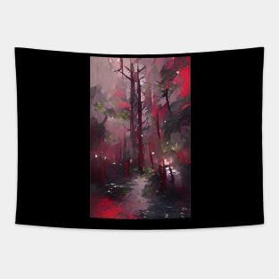 Rainy Forest Malevolent Artwork Style Tapestry