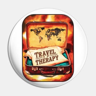 "Travel is My Therapy" Vintage Suitcase Sticker Pin