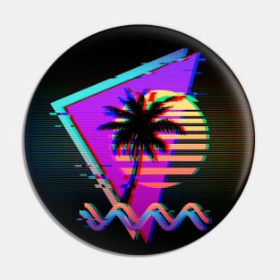 Vaporwave Retro 90s Sunset Glitch Aesthetic Pin