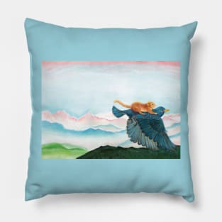 Starling & Hazel Dormouse Flying Illustration Pillow