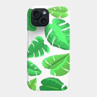 Monstera Plant Leaf Pattern (White Background) Phone Case