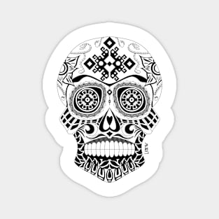 skull in mexican floral totonac pattern with deadly smile Magnet