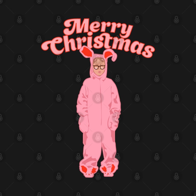 Merry Christmas - Ralphie Pink Bunny Costume - Funny Graphic by ChattanoogaTshirt