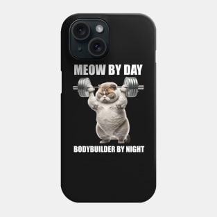 Cat Fitness Lovers Gift Meow By Day Bodybuilder By Night Workout Phone Case