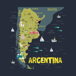 Argentina Illustrated Map T-Shirt