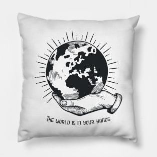 'The World Is In Your Hands' Food and Water Relief Shirt Pillow