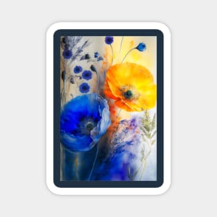 Bright poppies in watercolour Magnet