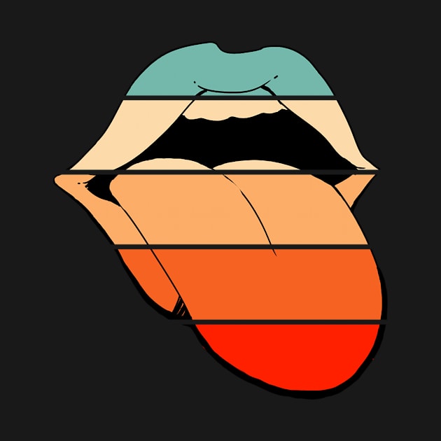 Retro Vintage Lips Sticking Out Tongue Print by Hutchew