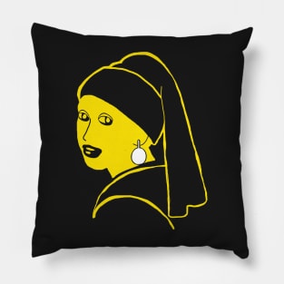 Minimalist Girl with a Pearl Earring Pillow