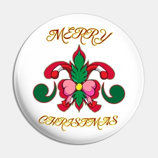 Merry Christmas Louisiana fleur-de-lis Pin