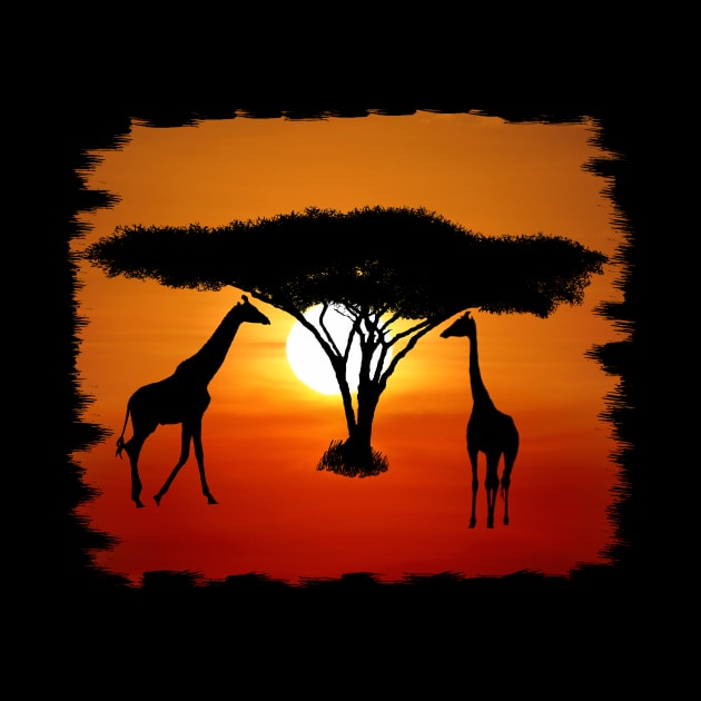 Sun - Giraffe - Tree - Africa by T-SHIRTS UND MEHR