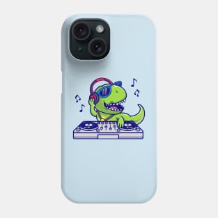 Cute Dinosaur Playing Dj Music Cartoon Phone Case