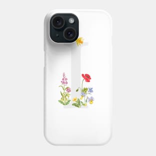 botanical monogram alphabet i wildflowers Phone Case