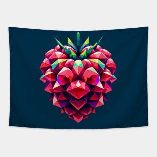 Geometric Raspberry: Vivid Low-Poly Artwork Tapestry